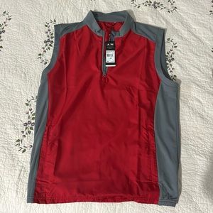 Adidas windbreaker vest red and gray nwt medium